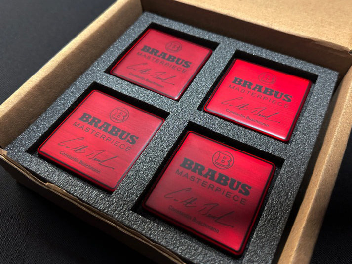 Mercedes-Benz W463A G-Class Brabus Red Masterpiece Seat Metal Emblems Set 4 pcs